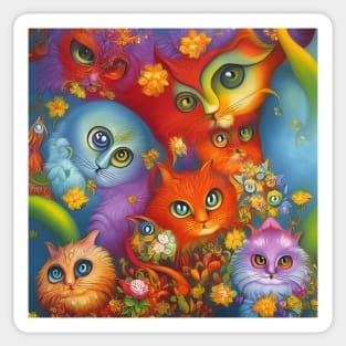 Colorful Crazy Kitty Cat Kitten Collage Sticker